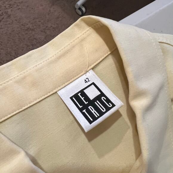 Le Truc Germany Made Pale Yellow Oversized Button Down Shirt Size Large - Picture 3 of 11